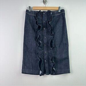 7 for all Mankind Denim Ruffled Pencil Jean Skirt Size 26